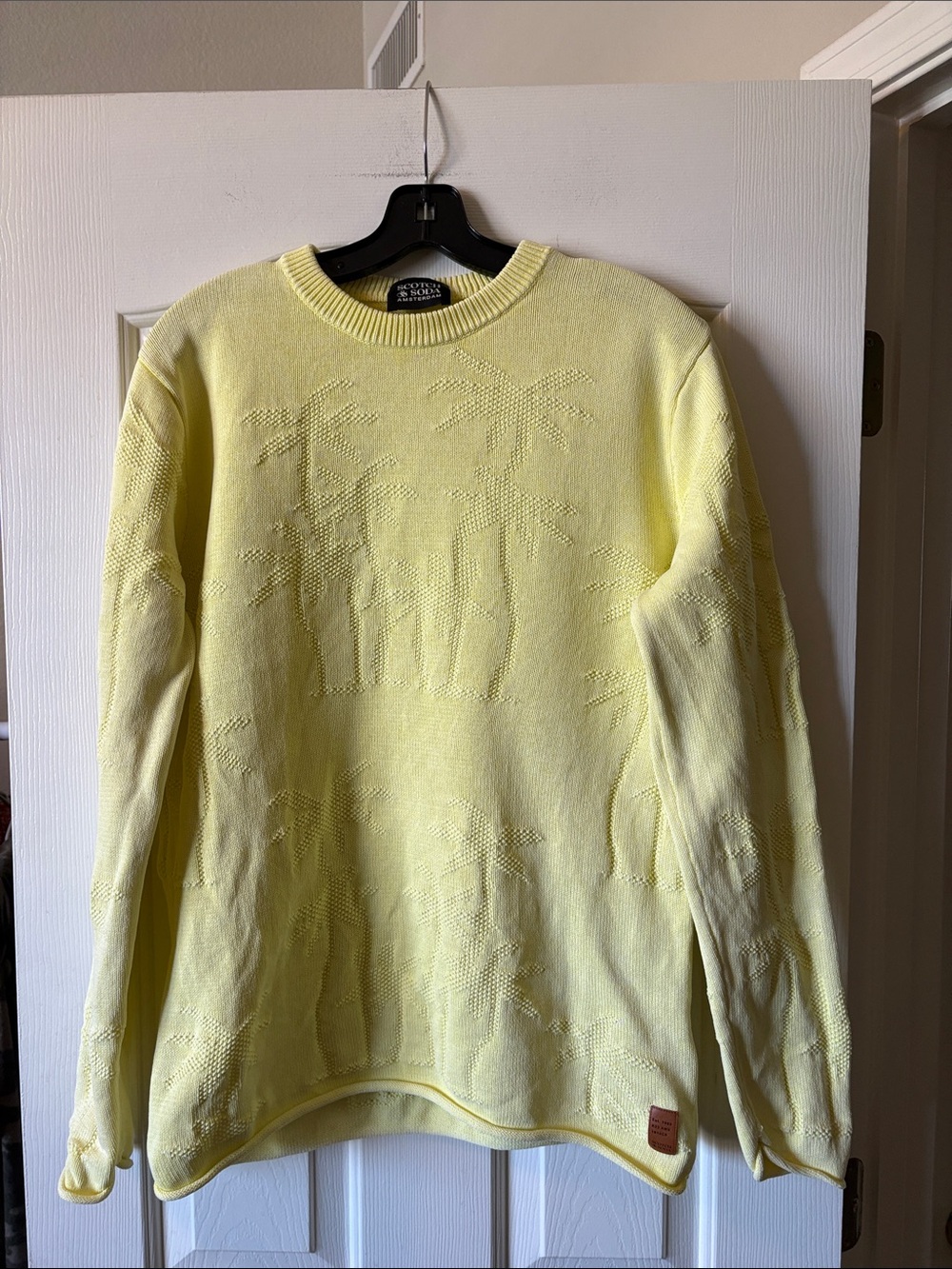 Scotch & Soda Amsterdam Yellow Palm Tree Sweater 100% Organic Cotton size L